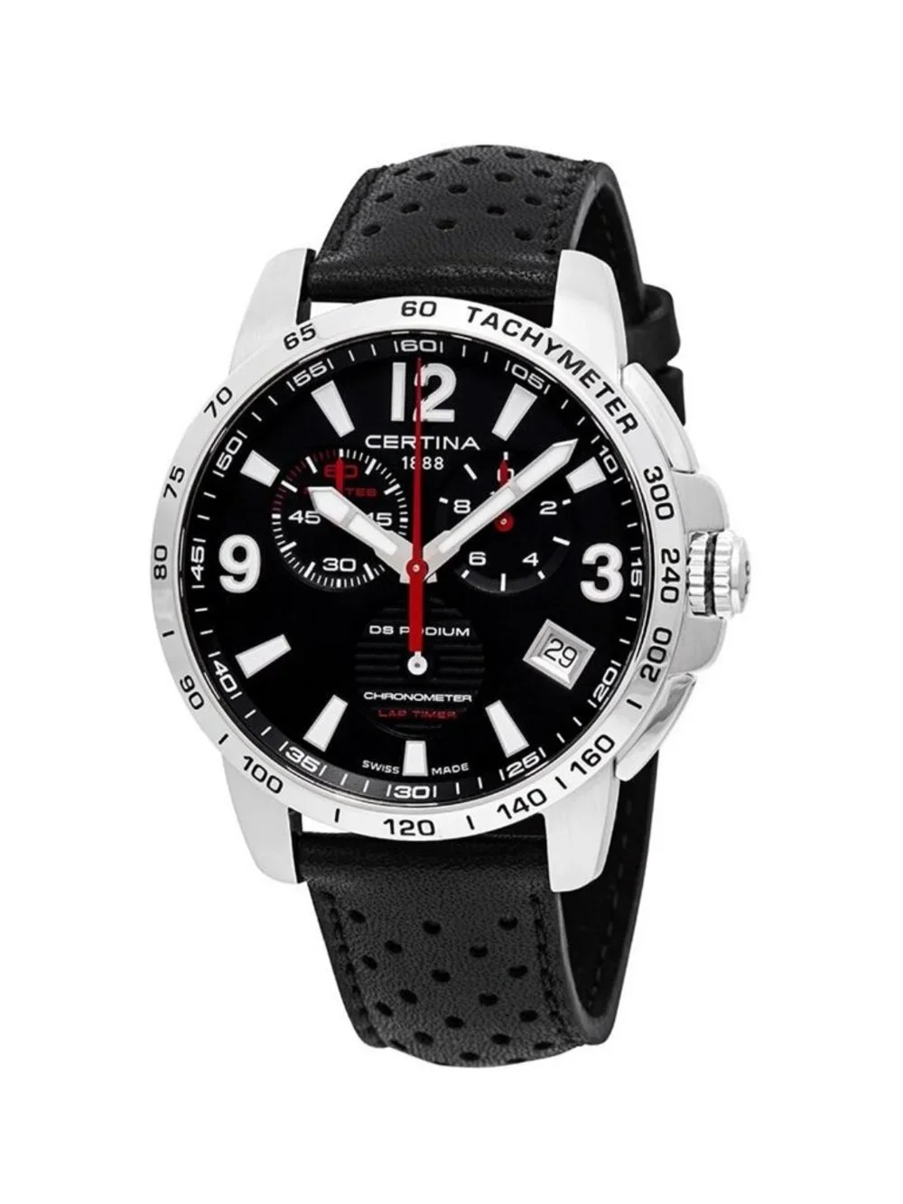 NWT Certina DS Podium Chronograph Lap Timer Black Dial Men's Watch
